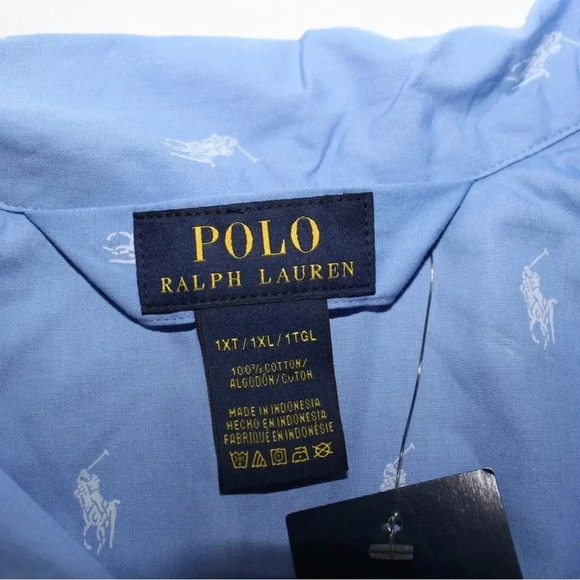 NWT Men’s Polo Ralph Lauren Woven Long Sleeve Pajama Top All Over Graphic 1XT - Picture 11 of 11